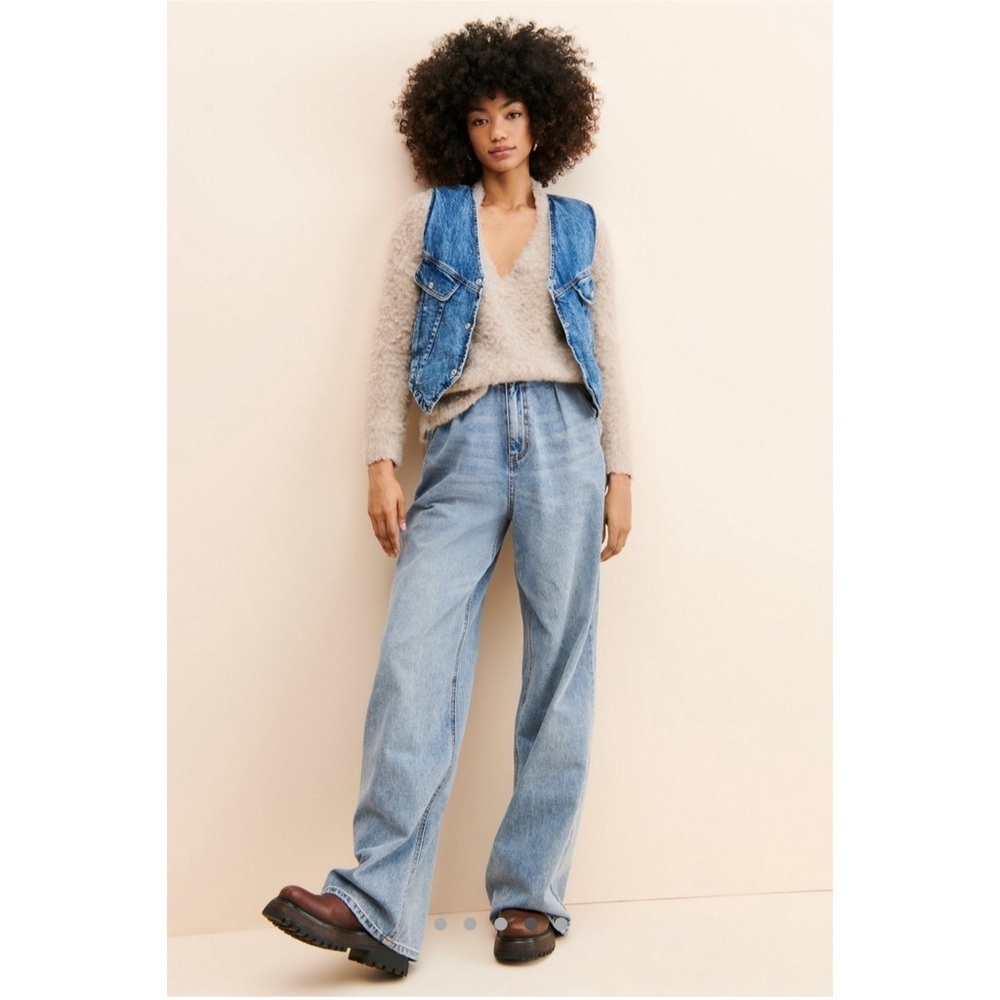 Nwt Free People Florence Ranch Sherpa Lined Denim Western Coastal Cowgirl Vest - Picture 2 of 14